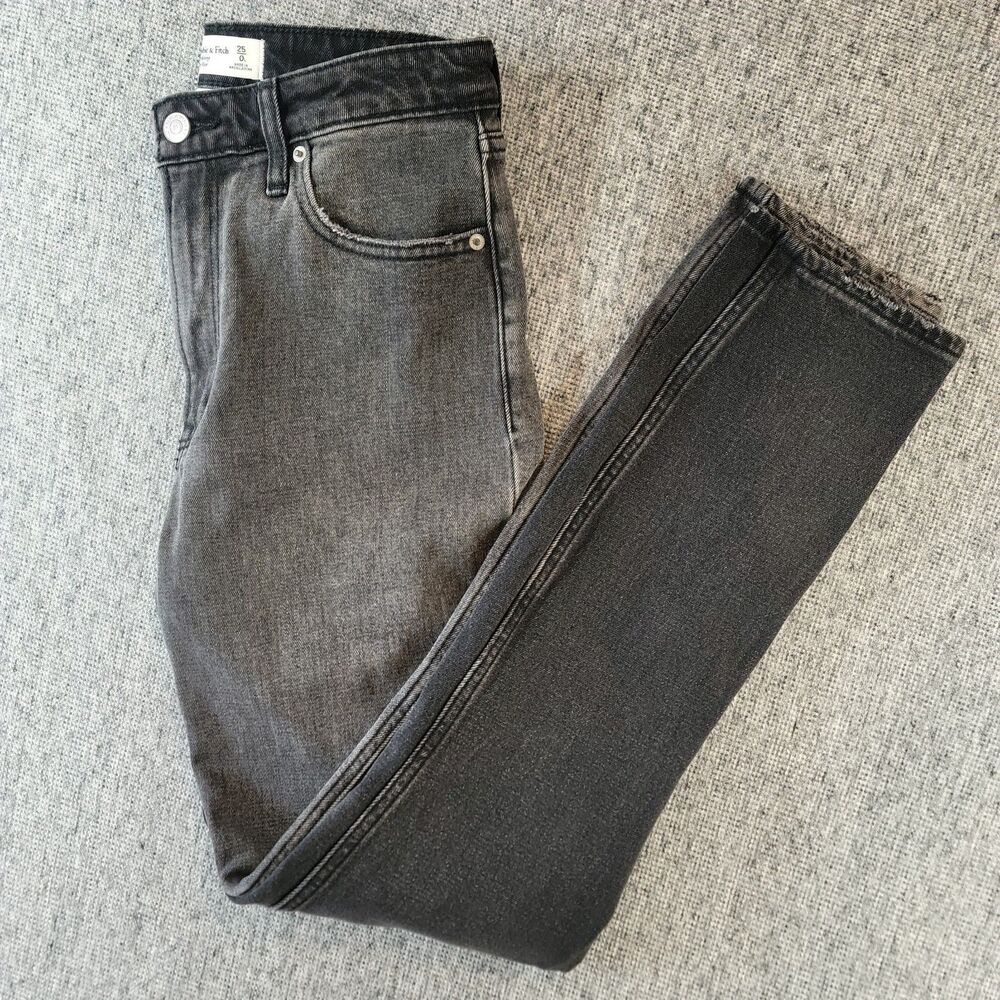 Abercrombie Curve Love High Rise Skinny Jeans Two-Tone Colorblock Black Grey 25L